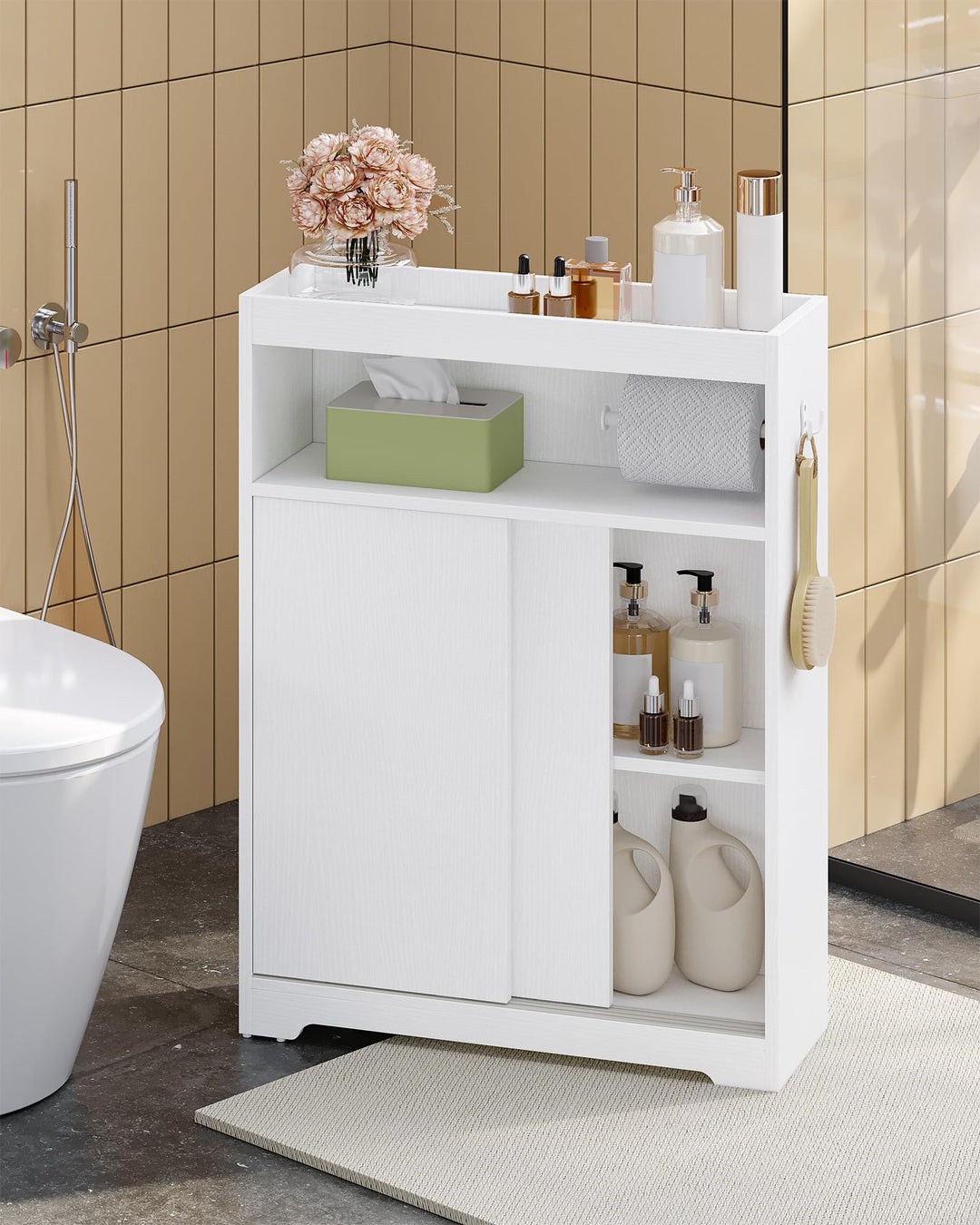 Badezimmerschrank Nischenschrank mit Schiebetür und verstellbaren Ablagen - Bild 7