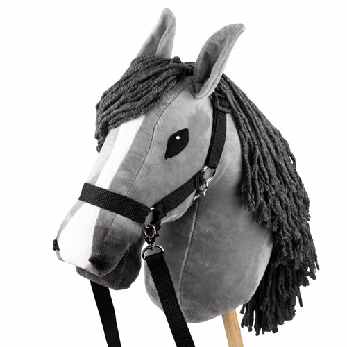 Steckenpferd Grau mit Halfter und Zügeln Hobby Horse A3