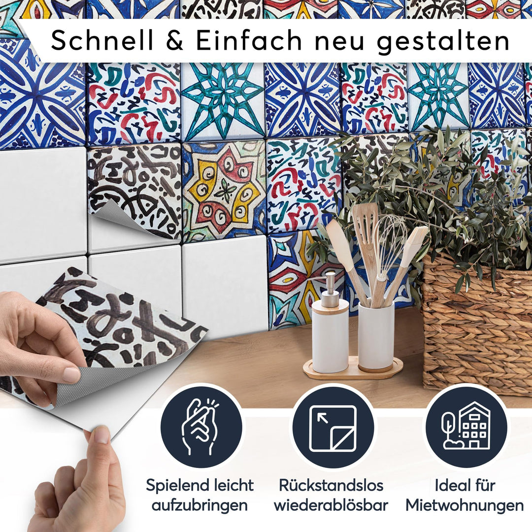 Fliesenfolie Spanisches Mosaik 20x20 cm selbstklebend 18er-Set - Bild 2