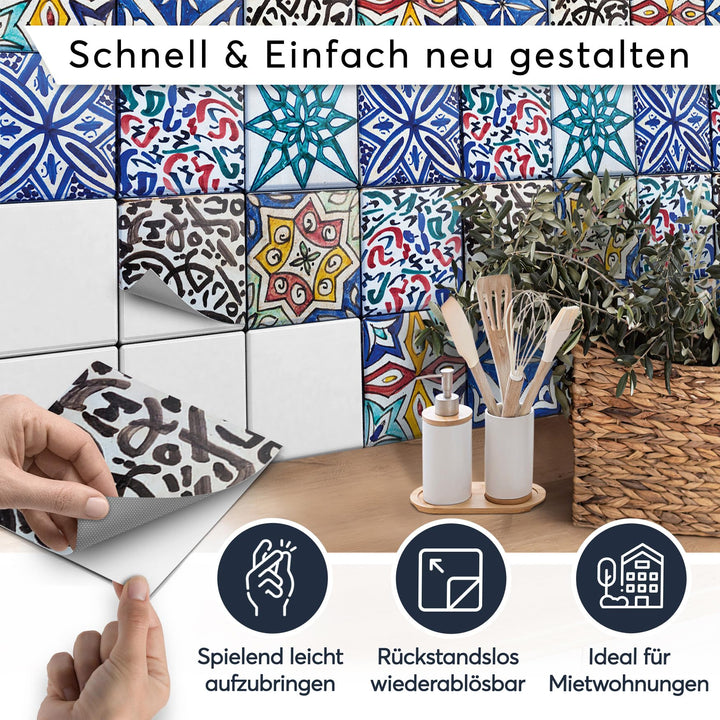 Fliesenfolie Spanisches Mosaik 20x20 cm selbstklebend 18er-Set - Bild 2