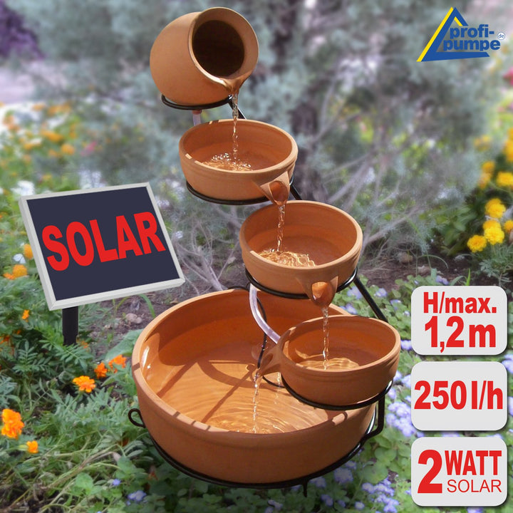 Solar Gartenbrunnen Terrakottaschalen Kaskade Polyresin 50 cm - Bild 4