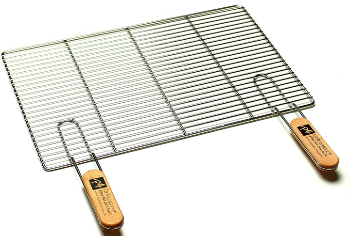Grillrost Edelstahl 50x35 cm mit abnehmbaren Griffen für Holzkohlegrill