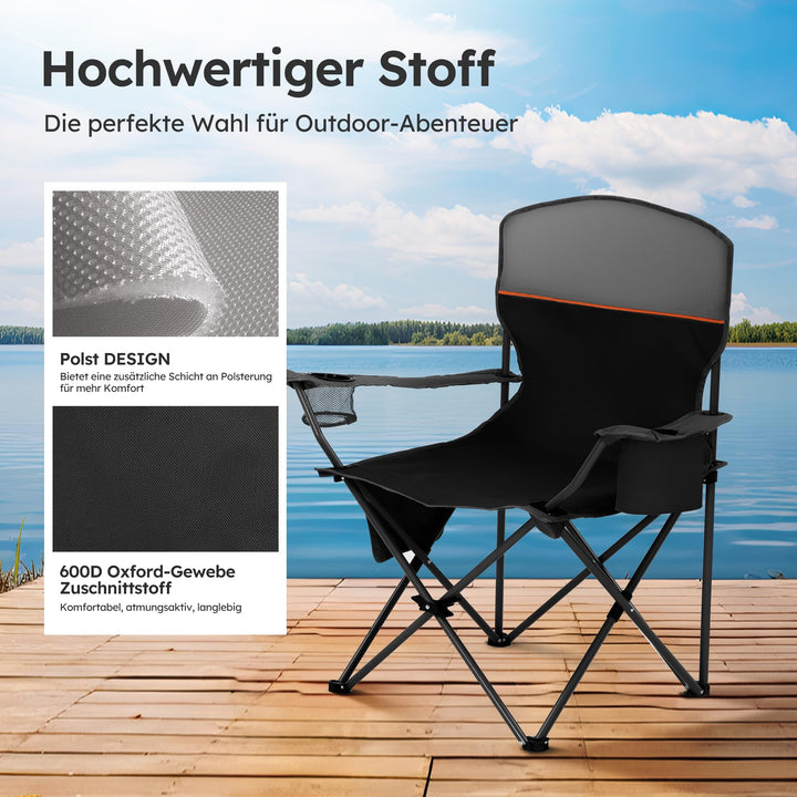Campingstuhl klappbar 2er-Set mit Kühltasche 120 kg belastbar - Bild 5