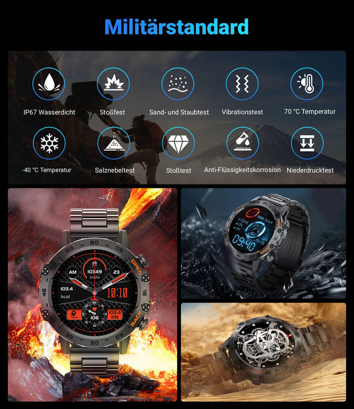 Smartwatch mit Telefonfunktion 1,39 Zoll 111 Sportmodi IP67 Herren - Bild 7