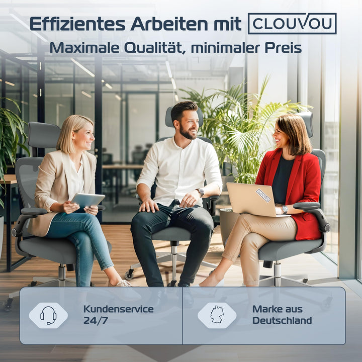 Bürostuhl Ergonomisch Netz-Mesh Lendenstütze 3D-Armlehnen 150 kg - Bild 8