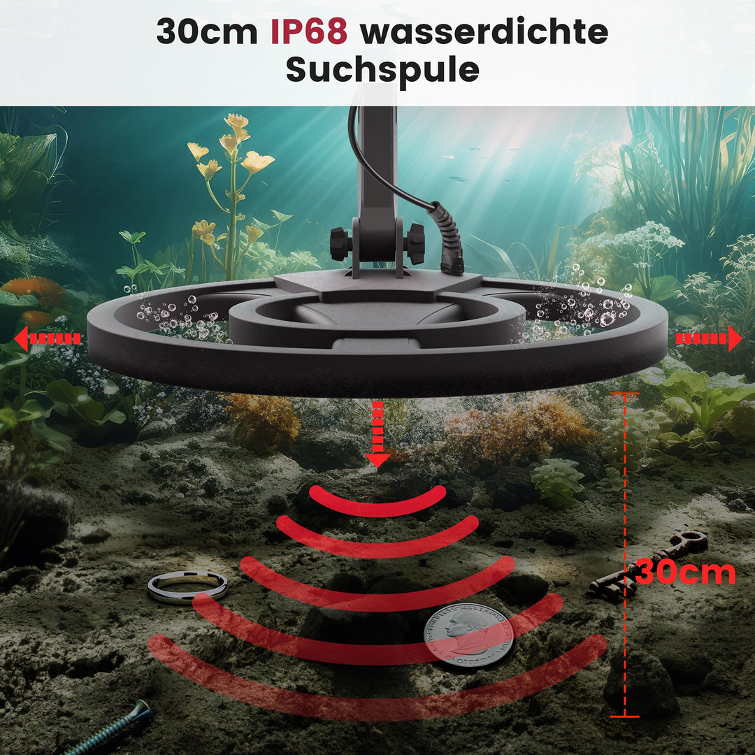 Metalldetektor 5 Modi mit Pinpointer, IP68-Spule &amp; LCD-Display - Bild 4