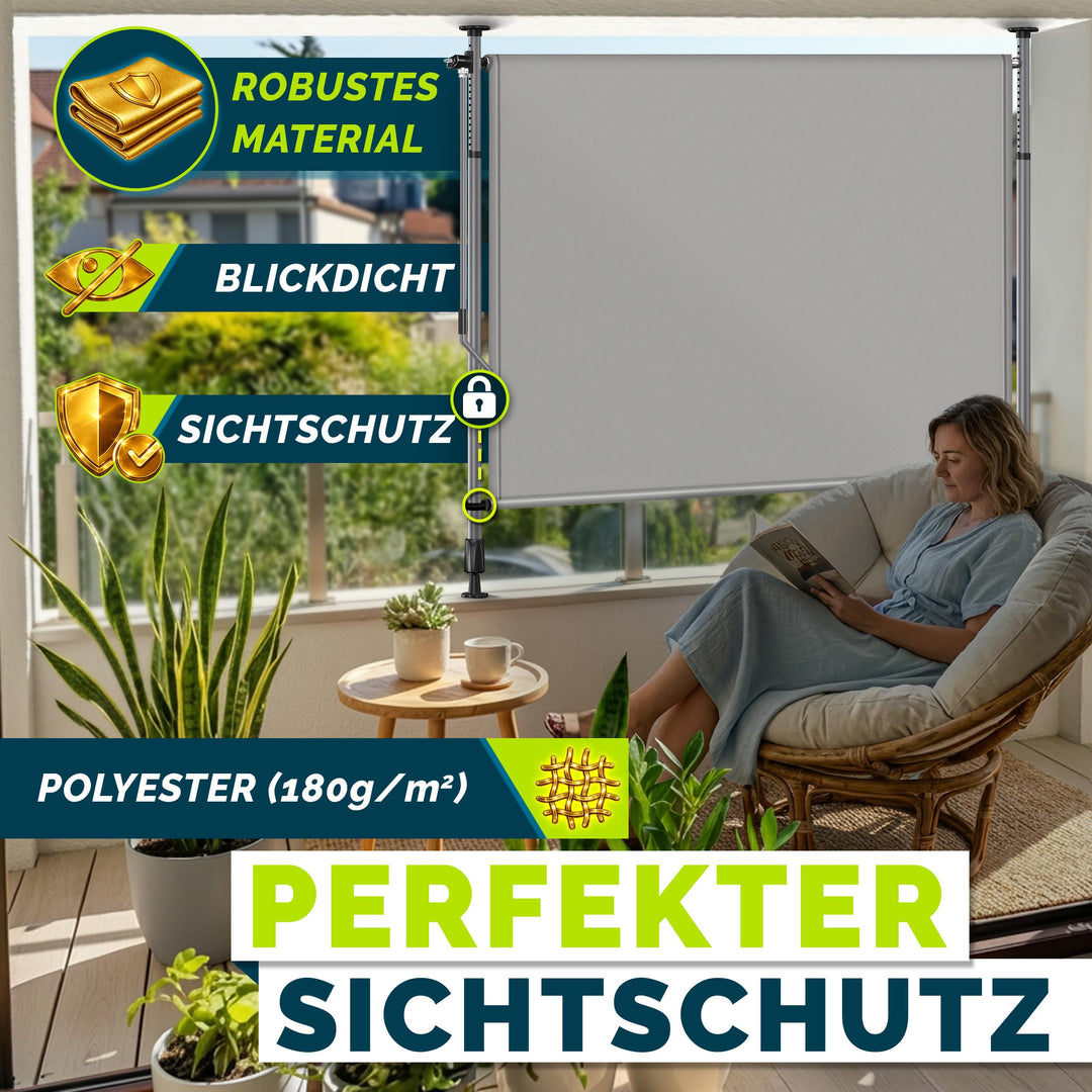 Senkrechtmarkise mit Klemmbefestigung &amp; Handkurbel 200x310 cm - Bild 3