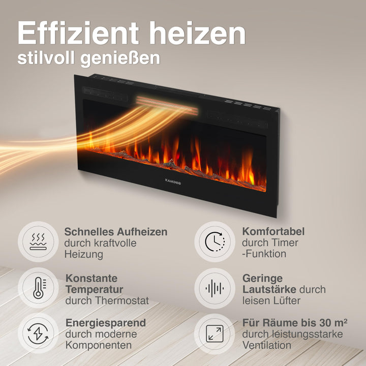 Elektrokamin 3-in-1 Stand Wand Einbau 1800W 12 Flammenfarben 3D-Effekt - Bild 4