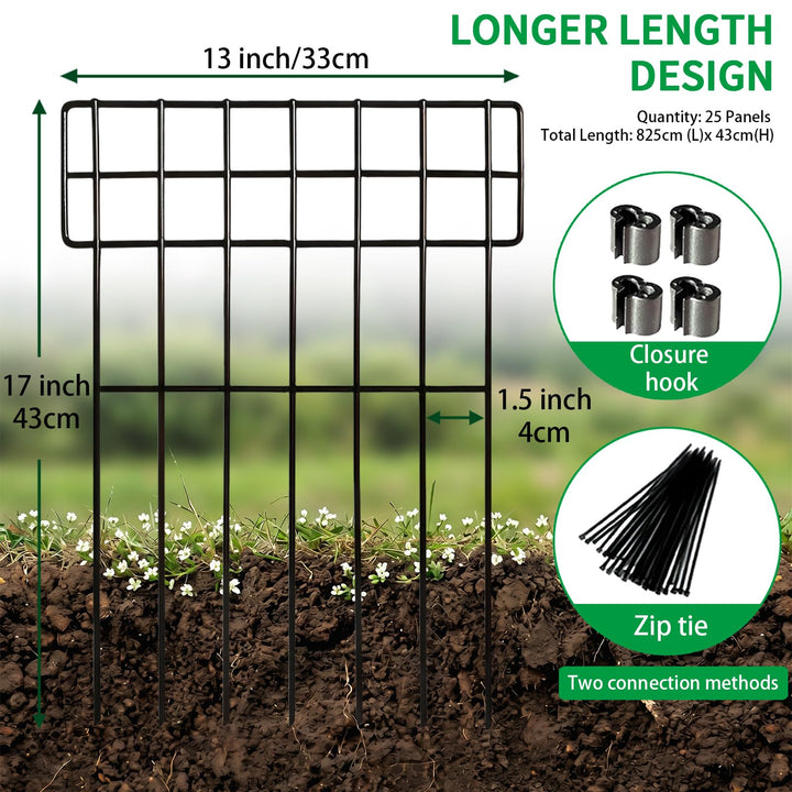 Metall-Gartenzaun Schwarz 25 Paneele 8,2 m Tierbarriere - Bild 2