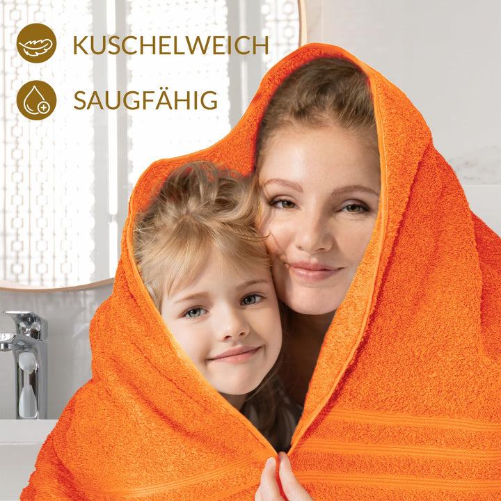 Handtücher Set 4-teilig Baumwolle 50x100 &amp; 70x140 cm Grau-Orange - Bild 6