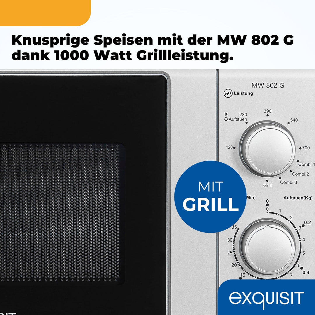 Mikrowelle mit Grill 20 L, 700 W/1000 W, Silber, 2 Drehregler - Bild 7