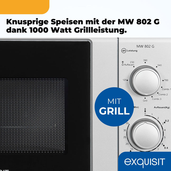 Mikrowelle mit Grill 20 L, 700 W/1000 W, Silber, 2 Drehregler - Bild 7