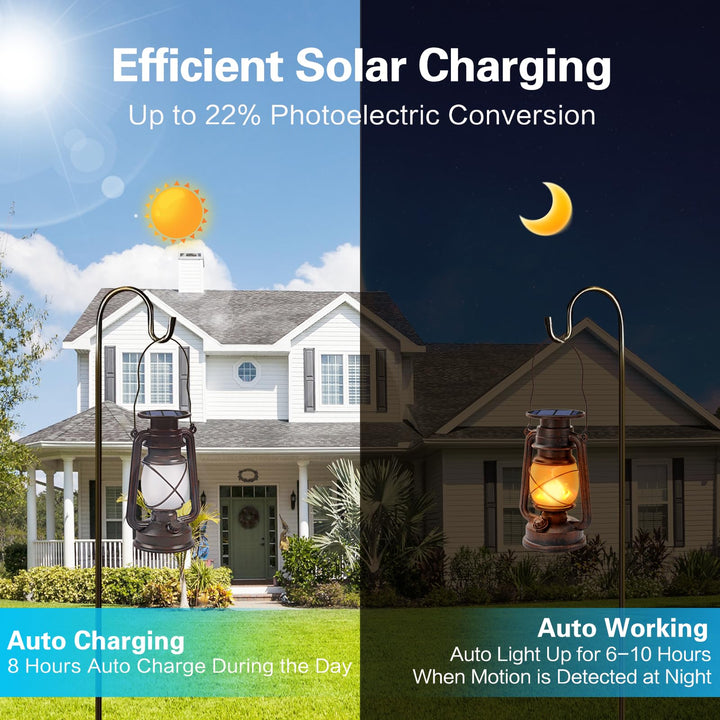Solar Laterne Aussen Vintage 2er-Set mit Flammeneffekt IP65 - Bild 2