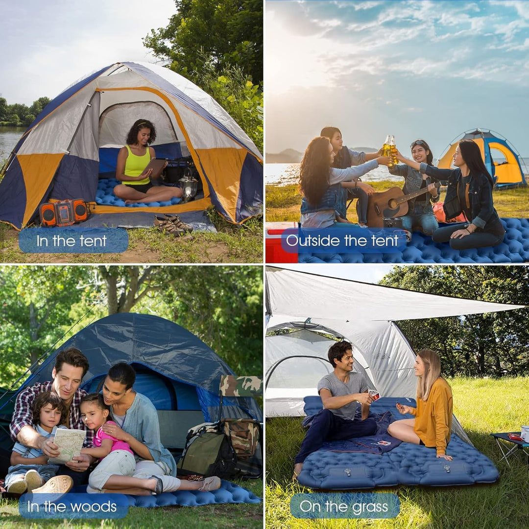 Camping Luftmatratze aufblasbar mit Kopfkissen und Fusspumpe 195x65cm - Bild 6