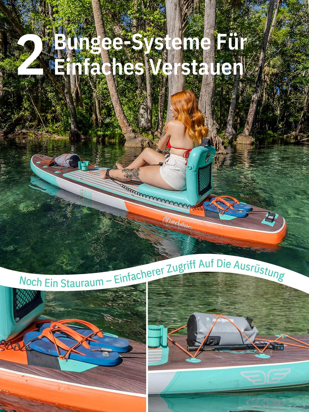 SUP Board aufblasbar XXL 335x83x15cm 250kg für 2+ Personen - Bild 8