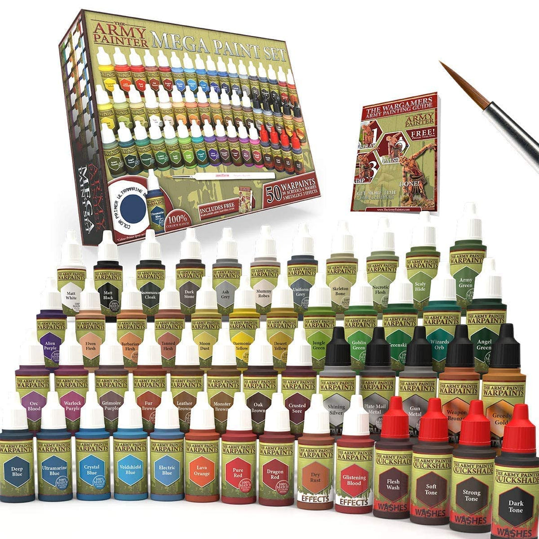 Miniatur-Farbset 50 Warpaints mit Wargamer Regiment Pinsel