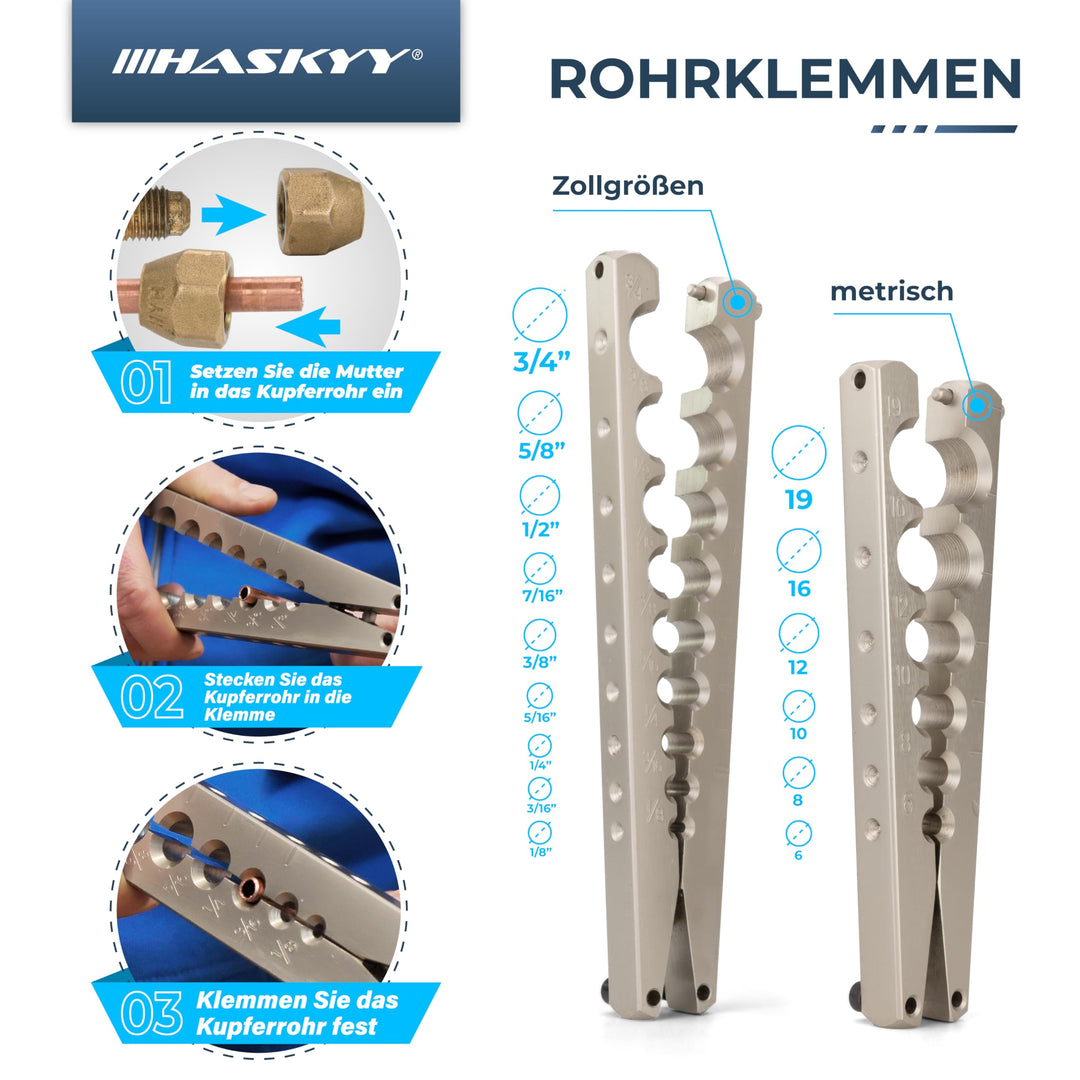 Taumelbördelgerät 5–19 mm für Klimaanlagen R407c/R410a im Koffer - Bild 6