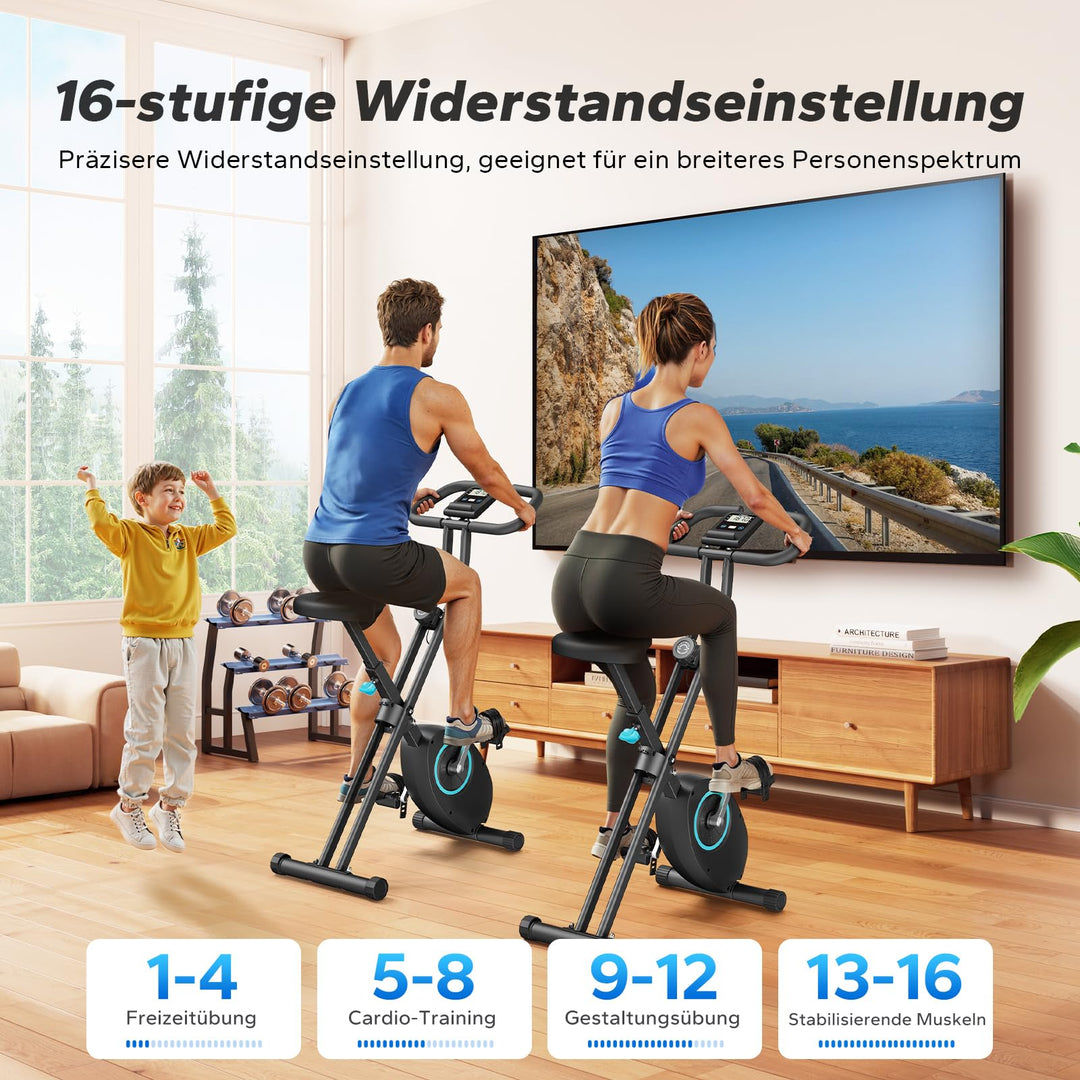 Heimtrainer klappbar mit LCD-Monitor 16 Stufen Magnetwiderstand - Bild 4