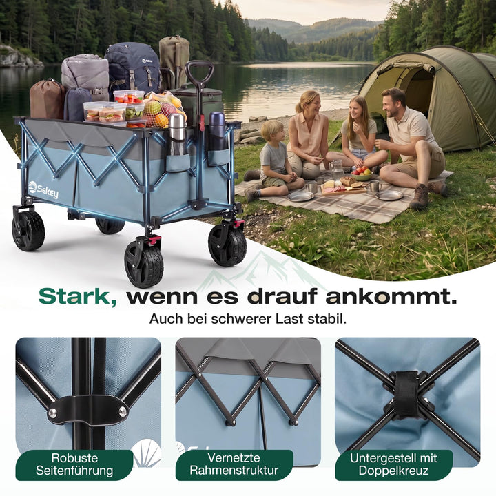 Bollerwagen faltbar XXL 200L 200kg All-Terrain Gelaenderaeder - Bild 4