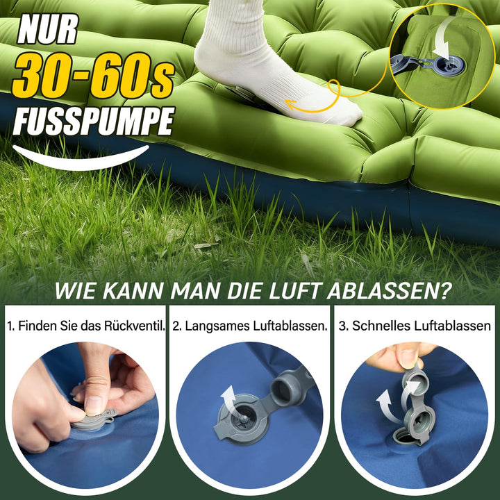 Luftmatratze Camping 2 Personen 203x136cm 10cm mit Fusspumpe und Kissen - Bild 7