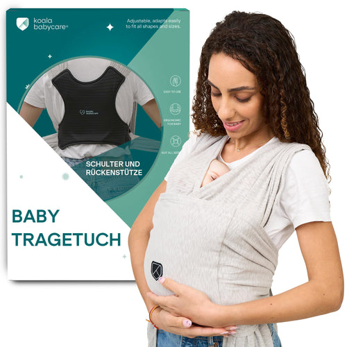 Tragetuch Baby Neugeborene bis 9 kg Hellgrau 65% Polyester