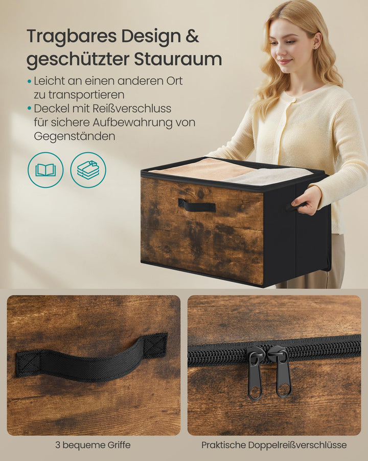 Aufbewahrungsboxen Vliesstoff 6er-Set mit Deckel 45L faltbar - Bild 4