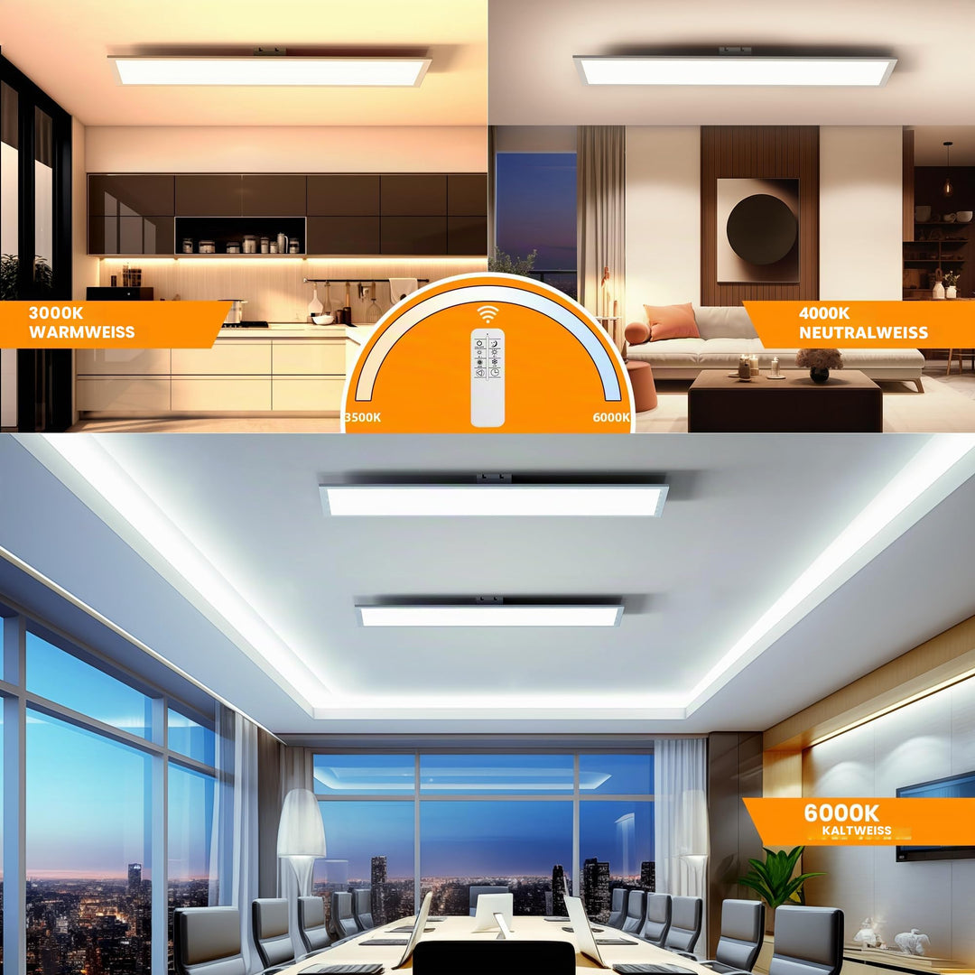 LED Deckenleuchte Panel 100x25cm dimmbar 36W Warmweiss-Tageslichtweis - Bild 3