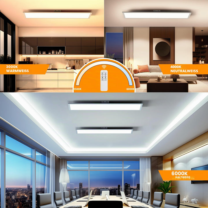 LED Deckenleuchte Panel 100x25cm dimmbar 36W Warmweiss-Tageslichtweis - Bild 3