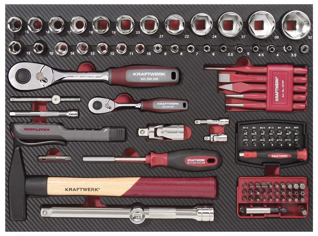Werkzeugkoffer Alu bestückt 263-tlg. mit 1/4" + 1/2" Steckschlüsselsatz - Bild 3
