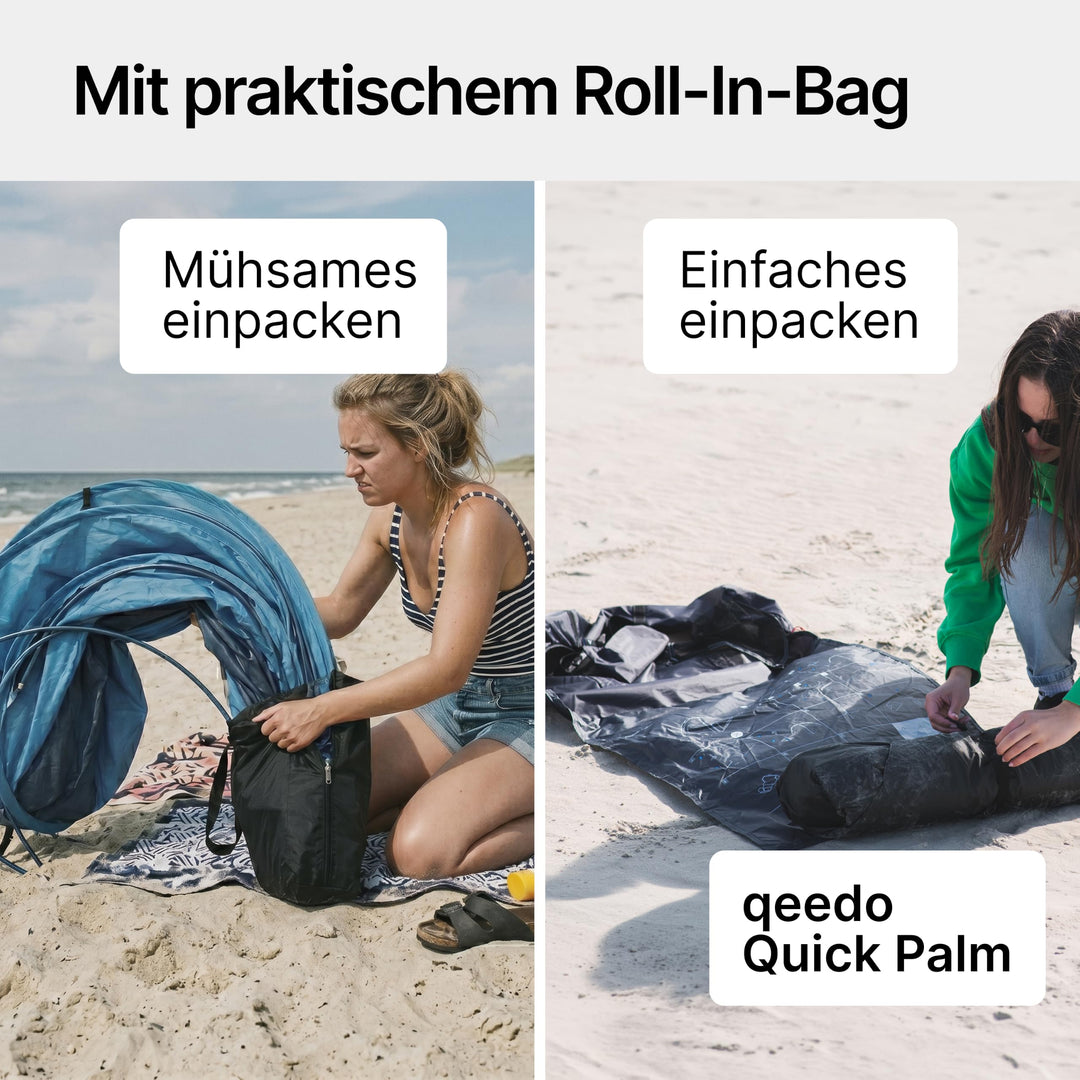 Strandmuschel Pop-Up UV80 für 2 Personen mit Windschutz hellblau - Bild 10
