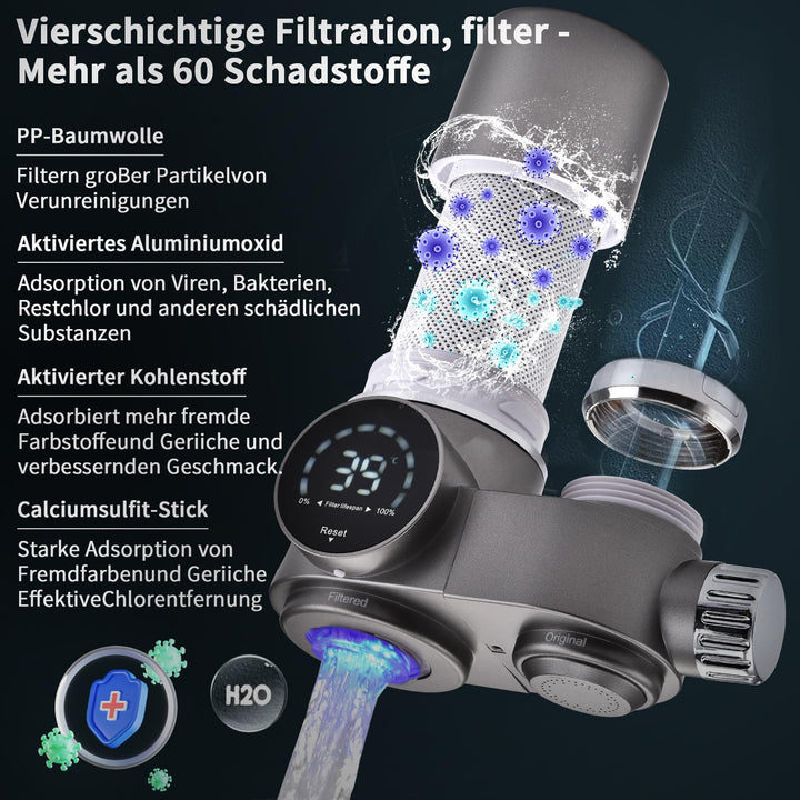 Wasserhahnfilter mit LED-Anzeige UV-Licht Aktivkohle Trinkwasser - Bild 3