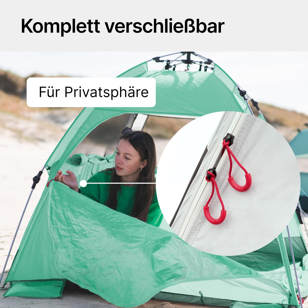 Strandmuschel Pop-Up UV80 für 2 Personen mit Windschutz mintgrün - Bild 4