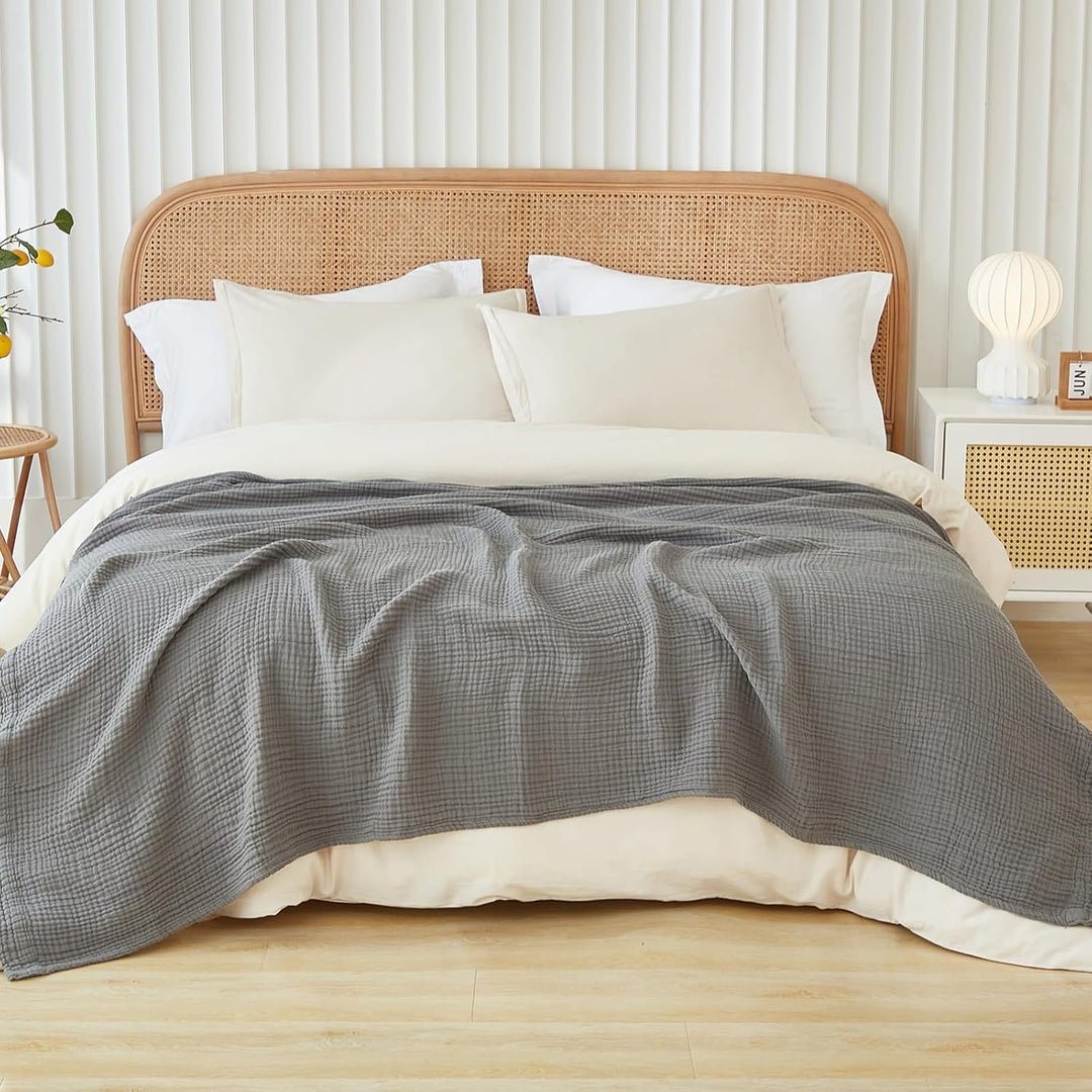 Musselin-Decke 230x230 cm 4-lagig Baumwolle OEKO-TEX für Erwachsene