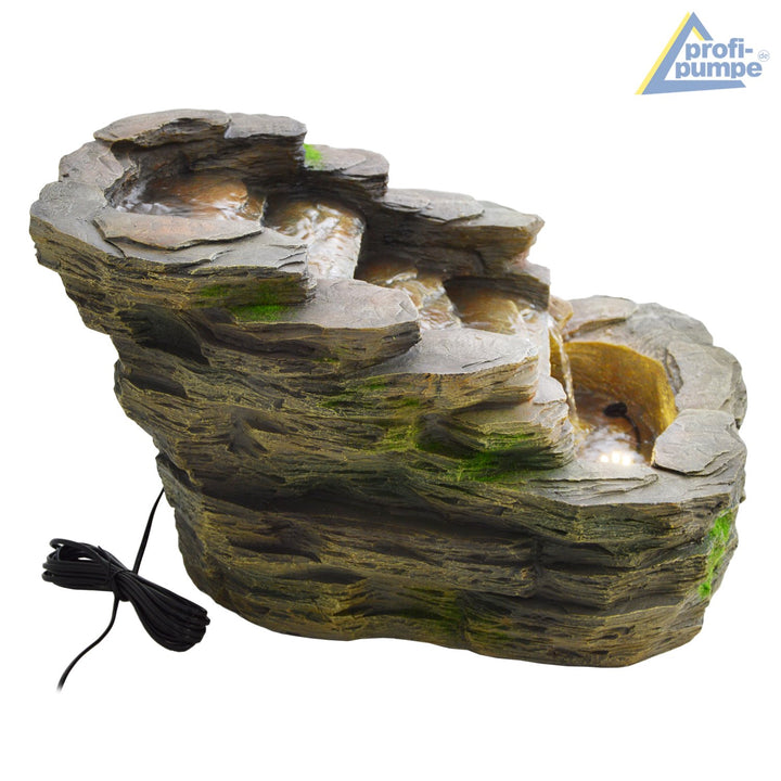 Kaskadenbrunnen Stein-Optik 5-stufig mit LED für Garten &amp; Innen - Bild 4