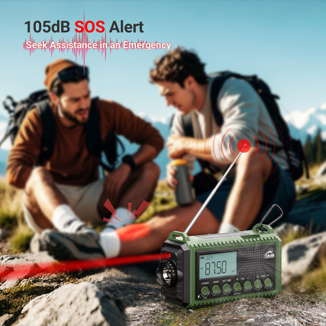Kurbelradio AM/FM/SW Notfallradio 12000mAh Powerbank Taschenlampe - Bild 5