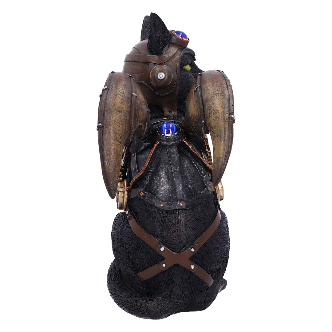 Steampunk Katzenfigur Pilot mit Flügeln Harz handbemalt 22,7 cm - Bild 3