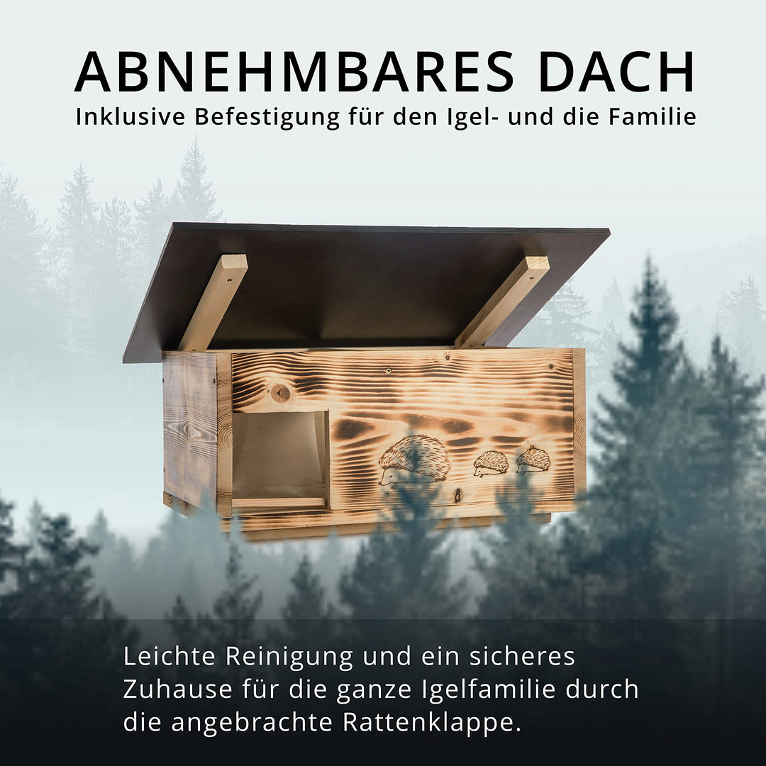 Igelhaus XXXL Vollholz 20mm mit Labyrintheingang und Rattenklappe - Bild 5