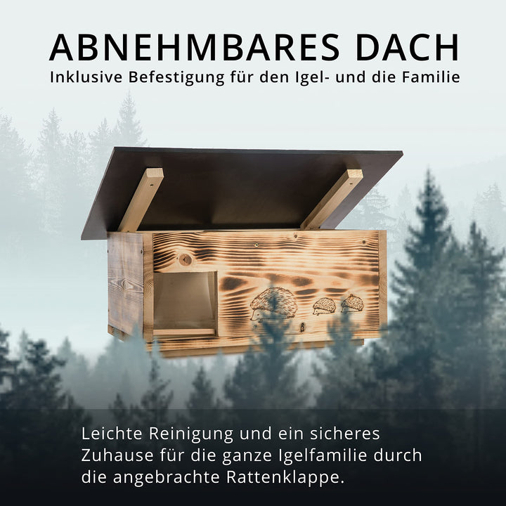 Igelhaus XXXL Vollholz 20mm mit Labyrintheingang und Rattenklappe - Bild 5