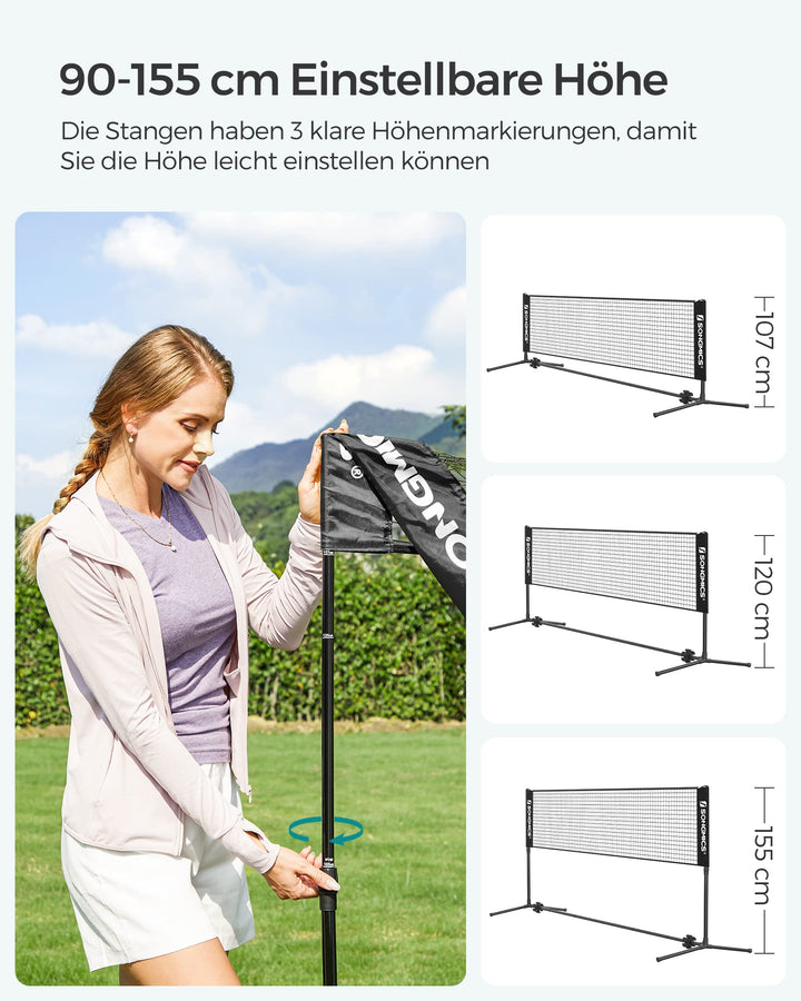 Badmintonnetz 5 m höhenverstellbar für Volleyball &amp; Pickleball - Bild 3
