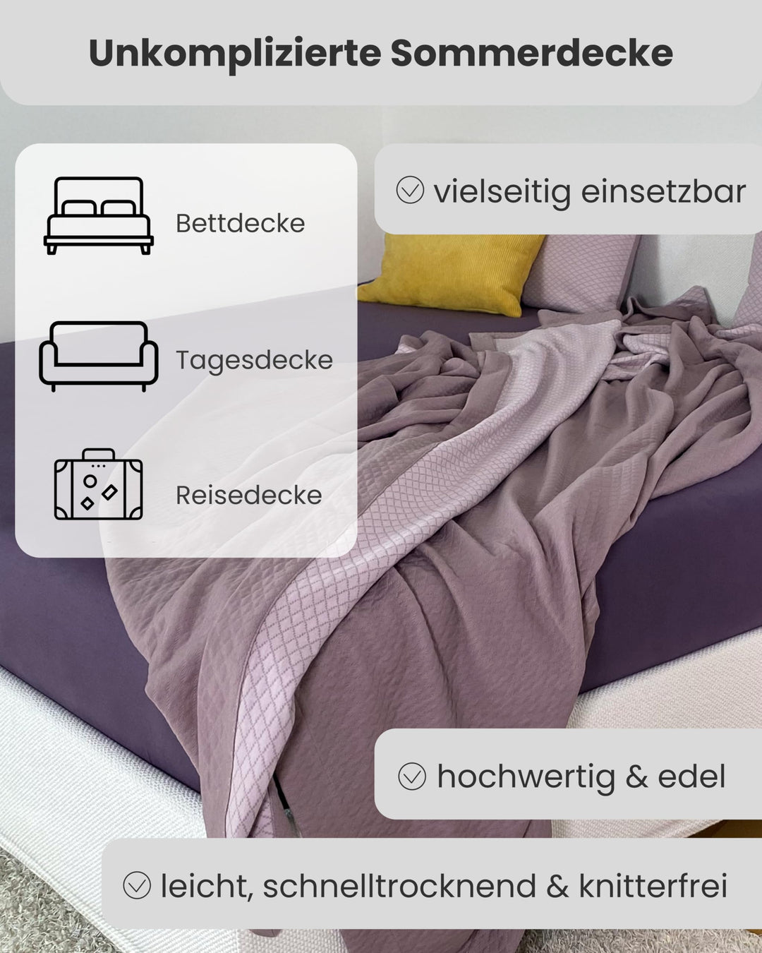 Sommerdecke TENCEL Lyocell &amp; Baumwolle Jacquard-Optik 135x200 cm - Bild 6