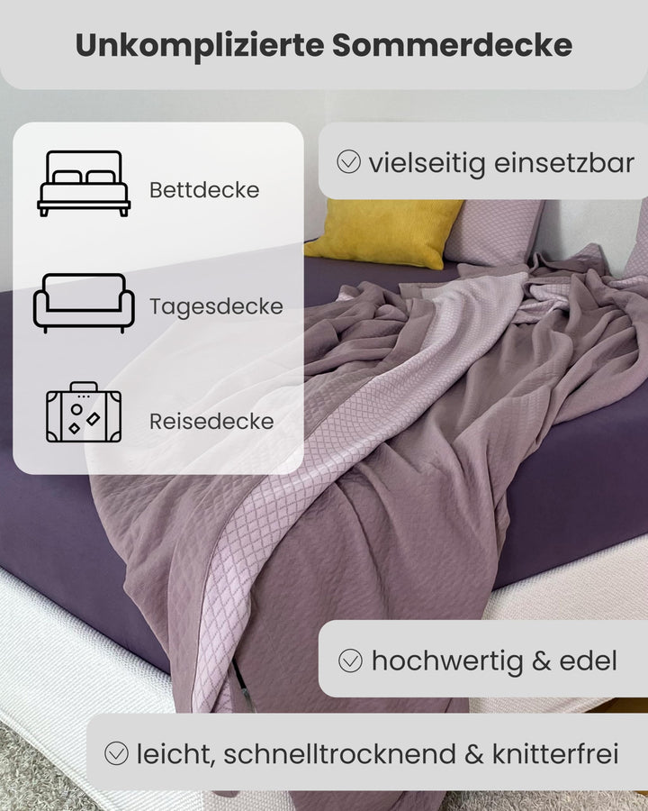 Sommerdecke TENCEL Lyocell &amp; Baumwolle Jacquard-Optik 135x200 cm - Bild 6