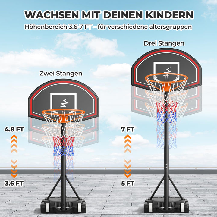 Basketballständer Kinder höhenverstellbar 110–210 cm mit Rollen - Bild 2