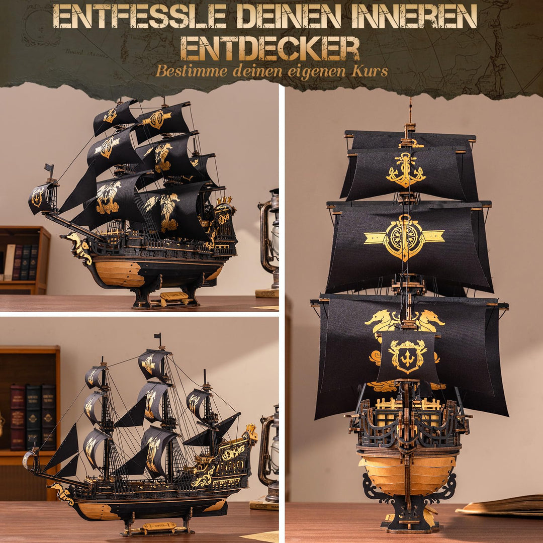 3D Holzpuzzle Segelschiff Seepferdchen-Bark 603 Teile ohne Kleber - Bild 3