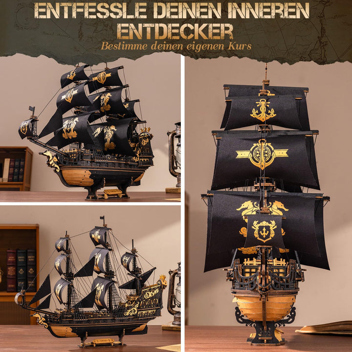 3D Holzpuzzle Segelschiff Seepferdchen-Bark 603 Teile ohne Kleber - Bild 3