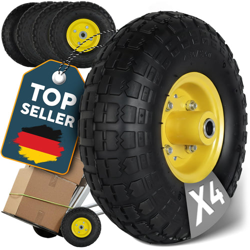 Ersatzräder Sackkarre Vollgummi 4.10/3.50-4 pannensicher 4er-Set