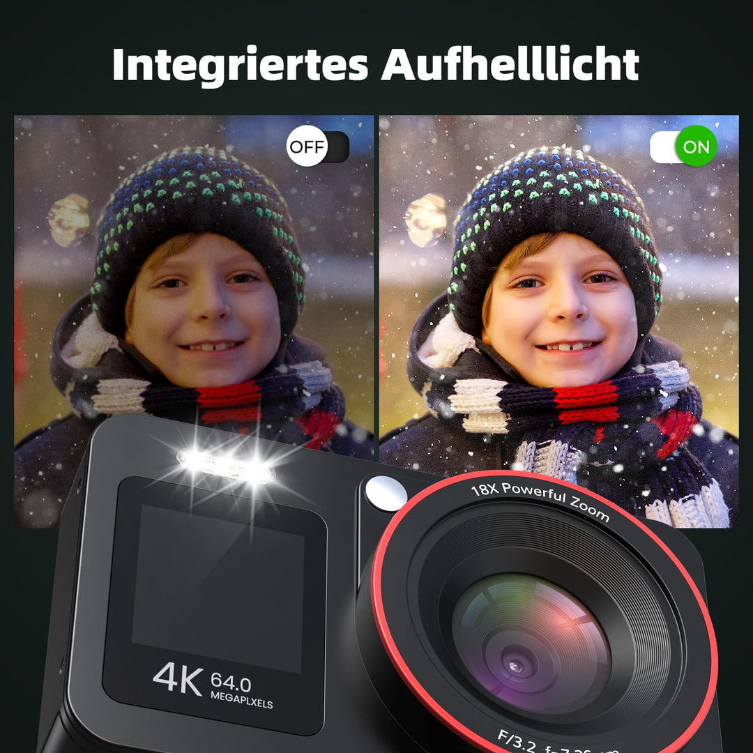 Digitalkamera 4K 64MP mit Dual-Display 18x Zoom für Kinder - Bild 8