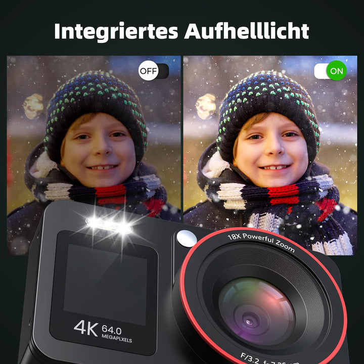 Digitalkamera 4K 64MP mit Dual-Display 18x Zoom für Kinder - Bild 8