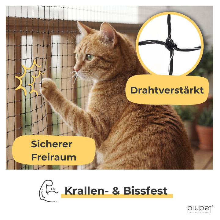 Katzennetz Balkon drahtverstärkt 4x3m schwarz UV-beständig - Bild 2