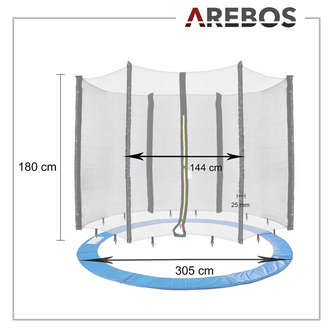 Trampolin Sicherheitsnetz mit Randabdeckung 244/305 cm 6 Stangen - Bild 3
