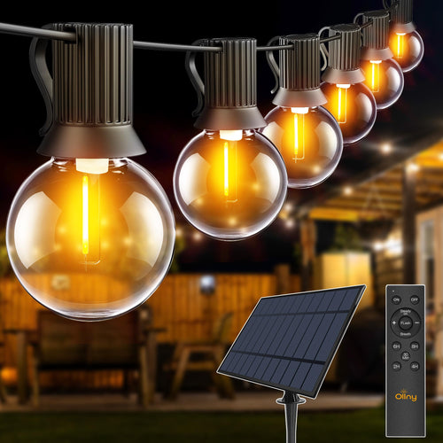 Solar Lichterkette Aussen 20m mit 32 G40 LED-Birnen Warmweiss